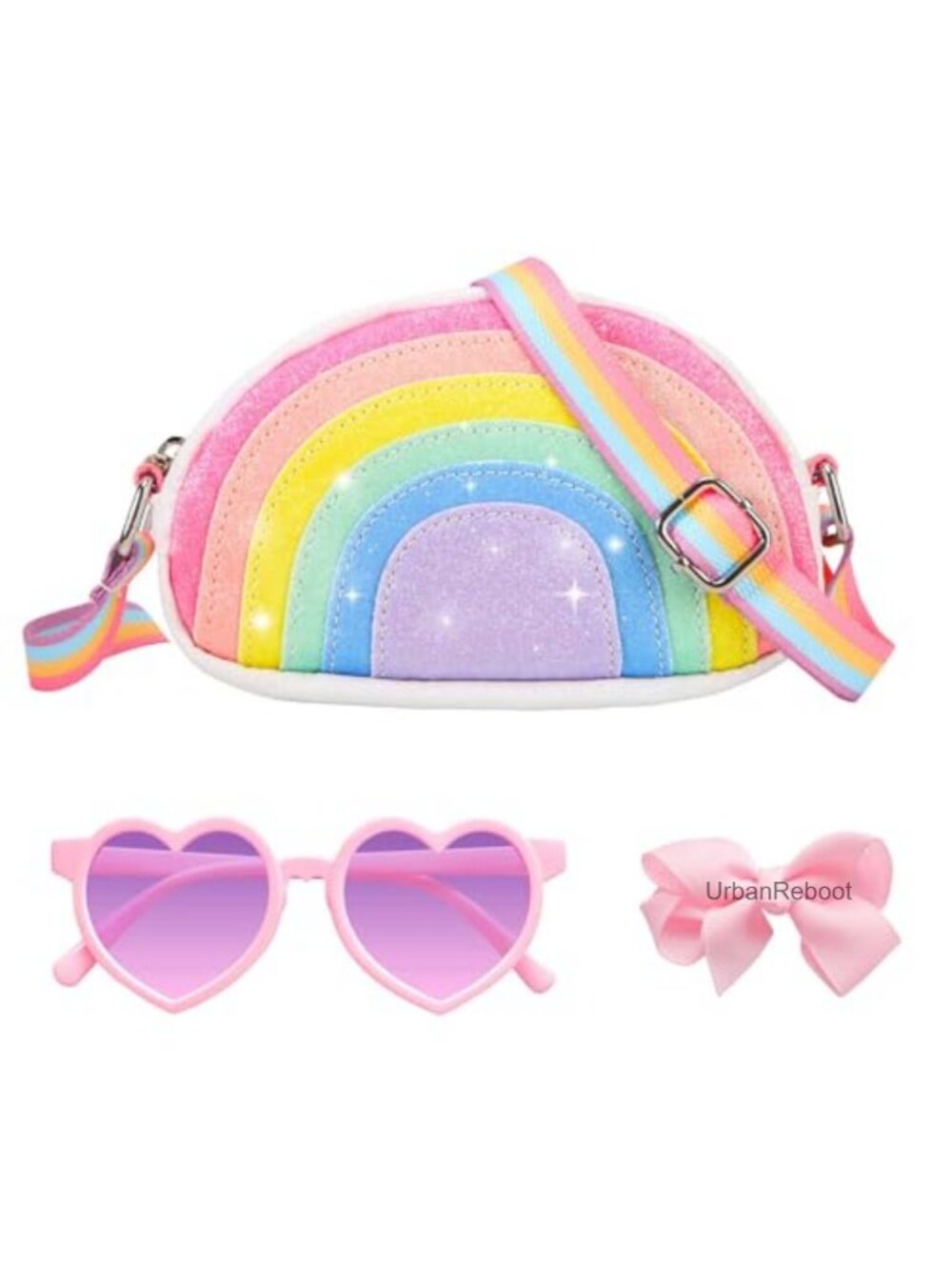 Toddler Rainbow Purse Wallet Set with Sunglasses Hair Clip